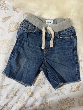 Old Navy Blue Denim Shorts with Grey Waistband